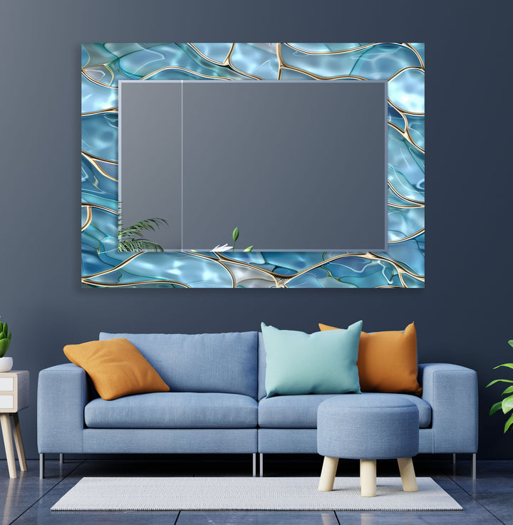 Blue Marble Sea View Wall Mirror Bedroom Wall Mirror
