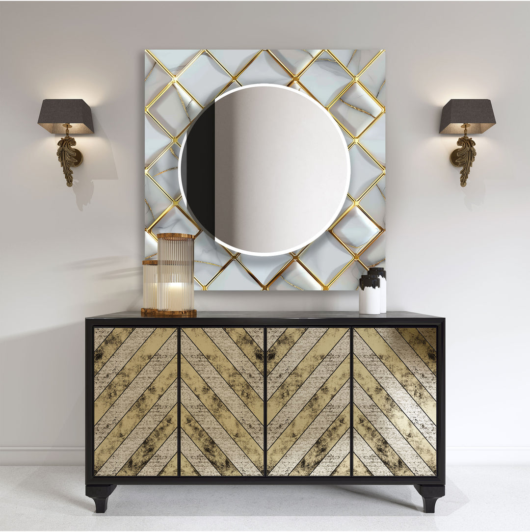 Gold Details Grey Marble Wall Mirror modern mirror
