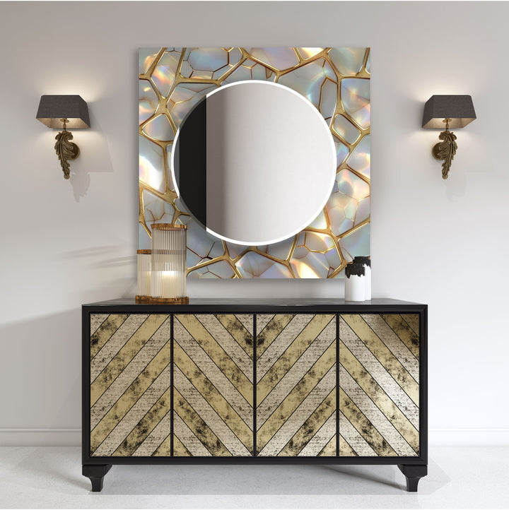 Golden Marble Design Wall Mirror Mosaic Mirror 
