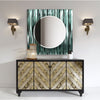 Green Reflective Lines Tempered Glass Wall Mirror