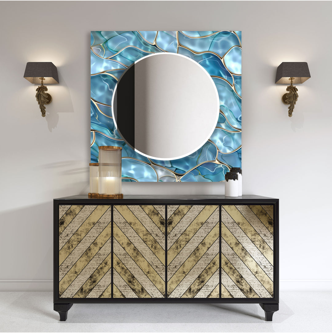 Blue Marble Sea View Wall Mirror Mosaic Mirror 
