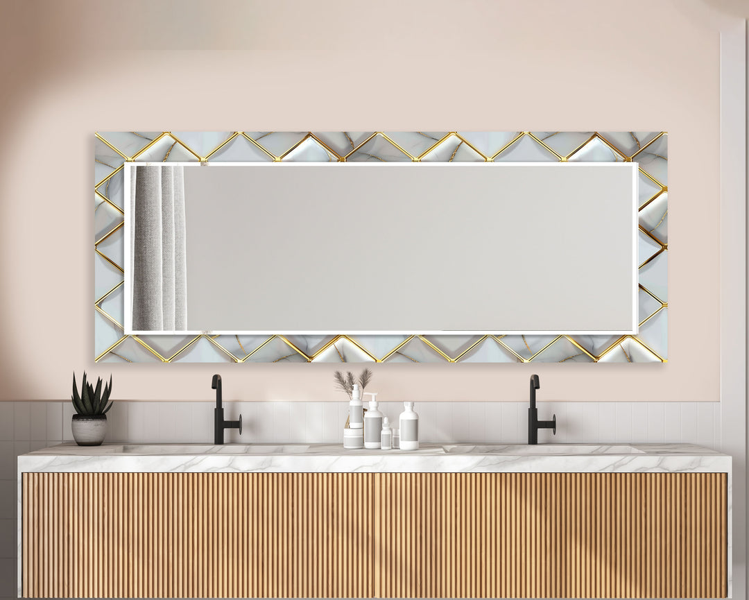 Gold Details Grey Marble Wall Mirror floor mirror
