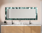 Green Reflective Lines Tempered Glass Wall Mirror