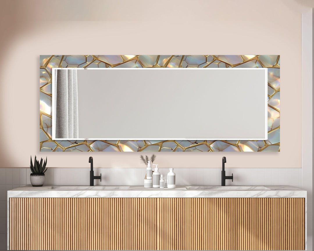 Golden Marble Design Wall Mirror Entryway Wall Mirror
