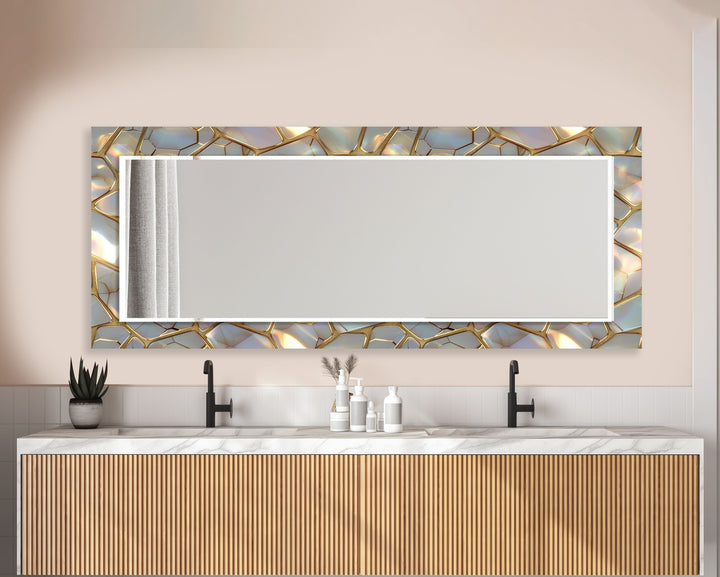 Golden Marble Design Wall Mirror Entryway Wall Mirror
