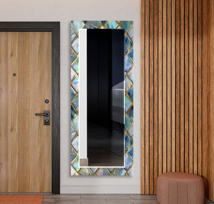 Turquoise Geometric Wall Mirror Blue Wall Mirror
