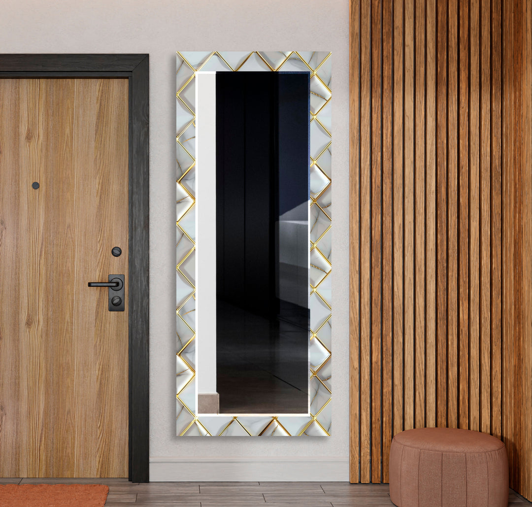 Gold Details Grey Marble Wall Mirror white framed mirror
