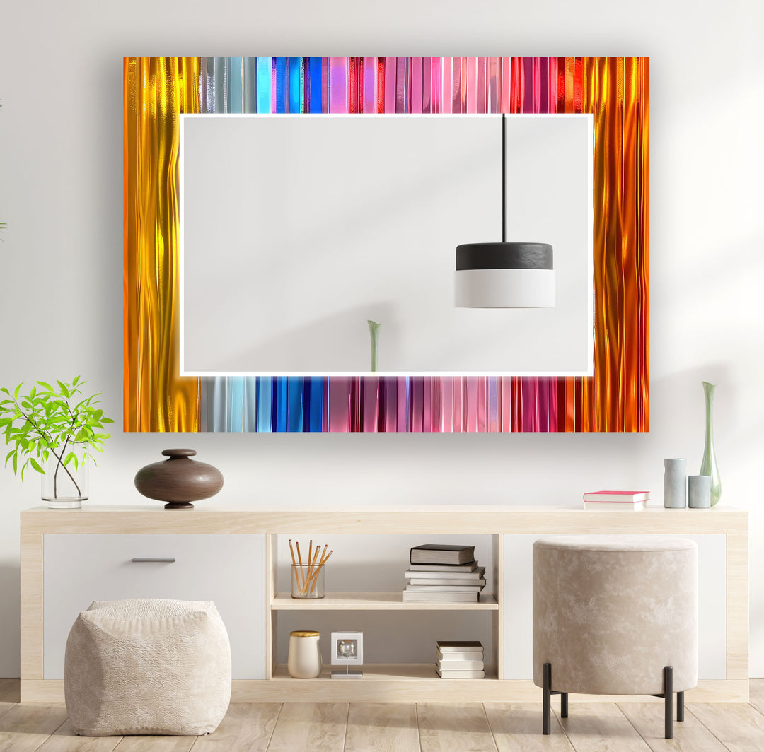 Colorful Lines Wall Mirror Stained Glass Mirror
