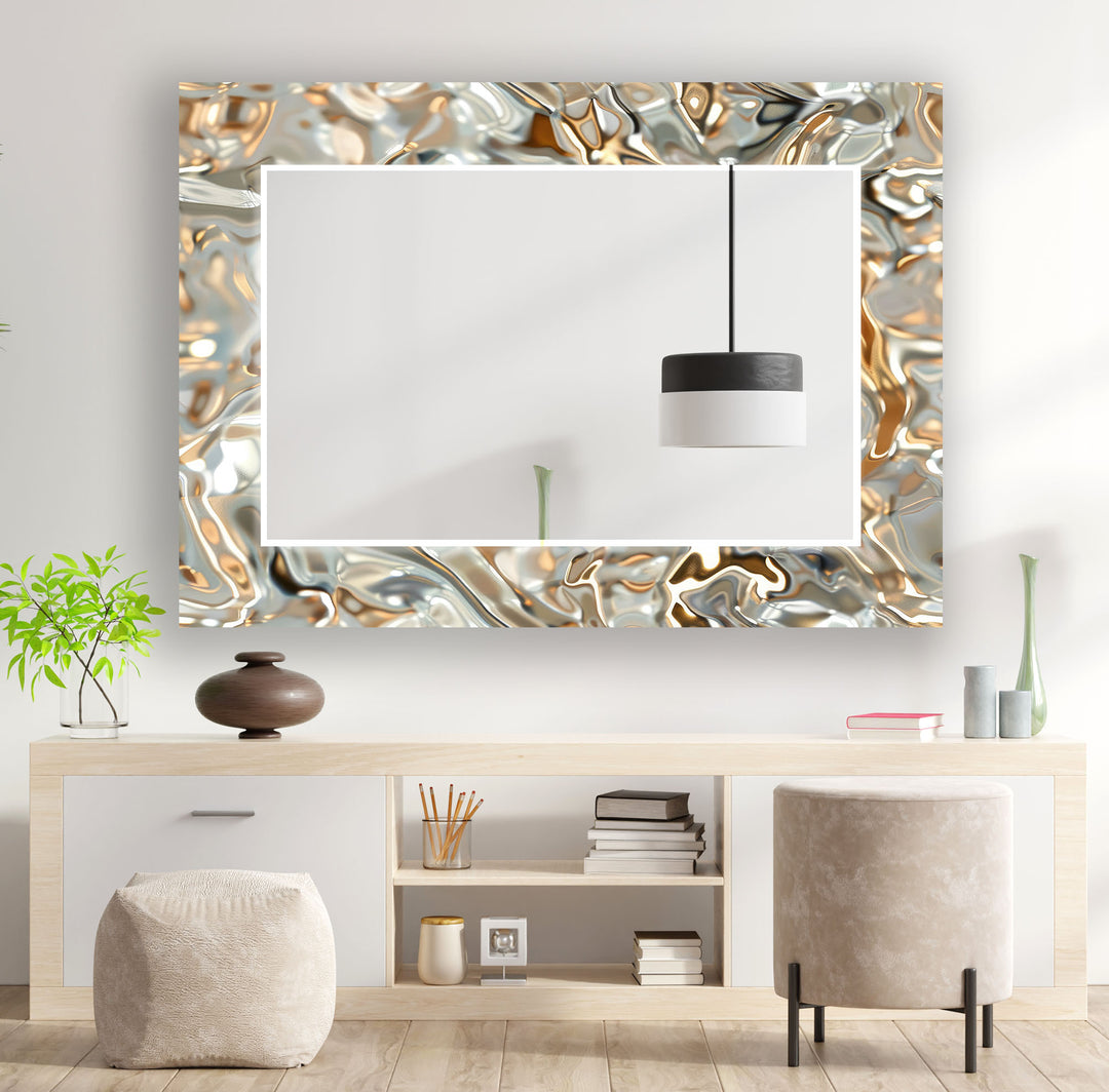 Shiny Gray Golden Wall Mirror Mosaic Wall Mirror
