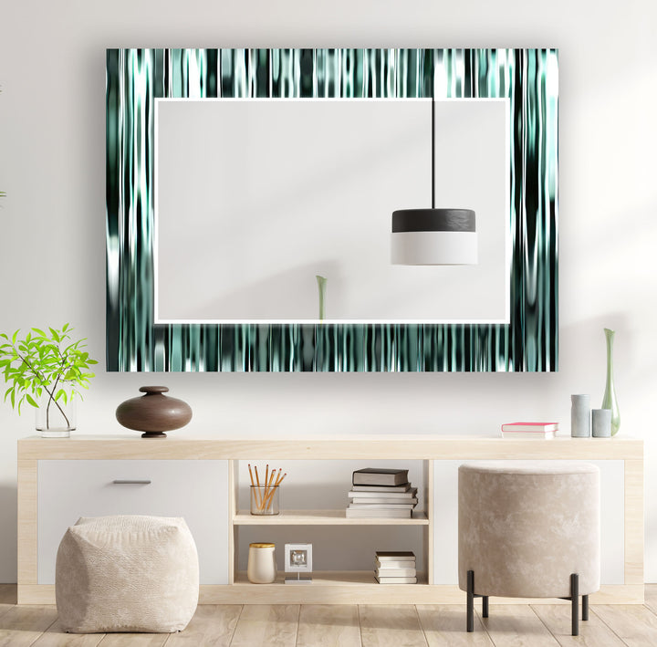 Green Reflective Lines Wall Mirror bathroom mirror with lights
