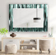 Green Reflective Lines Tempered Glass Wall Mirror