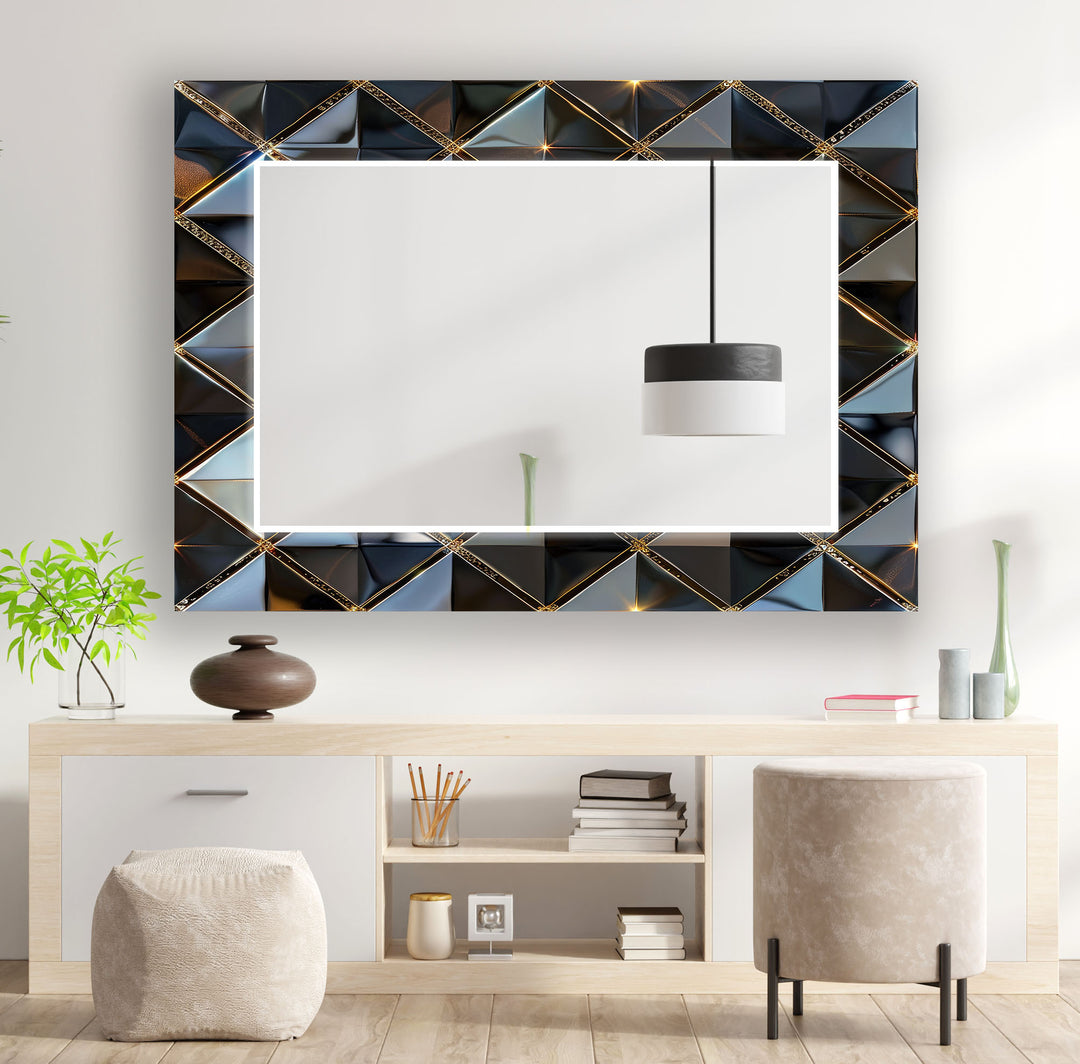 Black Geometric Design Wall Mirror Living Room Wall Mirror
