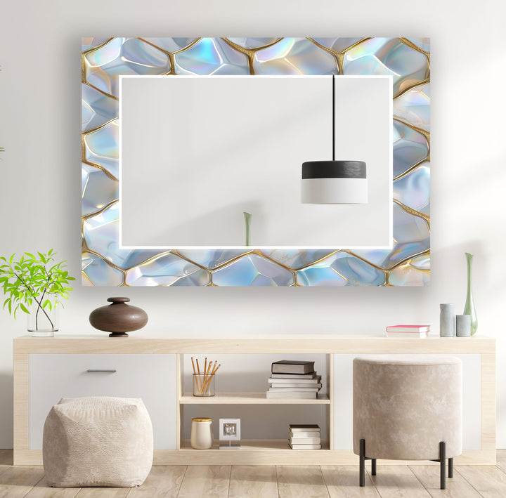 Gold Details Marble Wall Mirror Dining Room Wall Mirror
