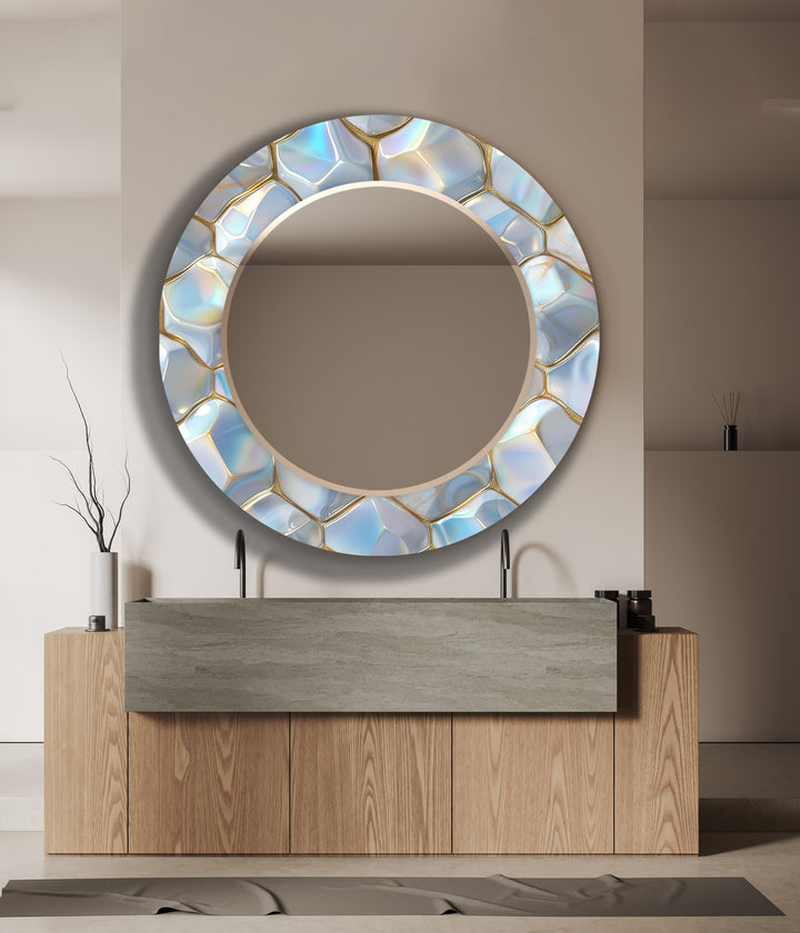 Gold Details Marble Wall Mirror Abstract Mirror
