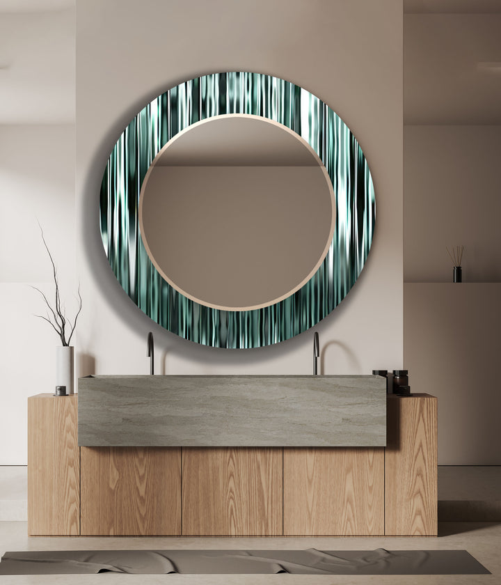 Green Reflective Lines Wall Mirror biggest wall mirror
