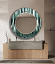 Green Reflective Lines Tempered Glass Wall Mirror