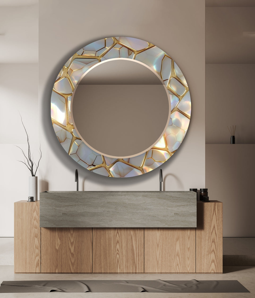 Golden Marble Design Wall Mirror Marble Mirror
