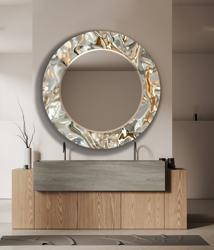 Shiny Gray Golden Wall Mirror Green Wall Mirror
