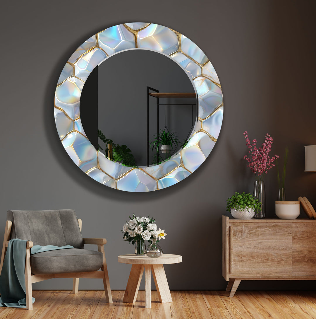 Gold Details Marble Wall Mirror Square Wall Mirror
