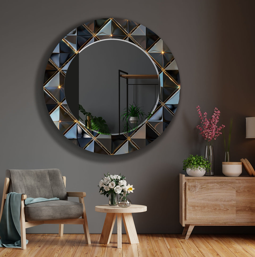 Black Geometric Design Wall Mirror Gold Wall Mirror
