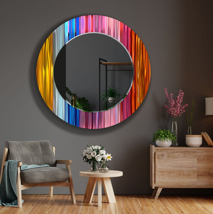 Colorful Lines Wall Mirror Dining Room Wall Mirror
