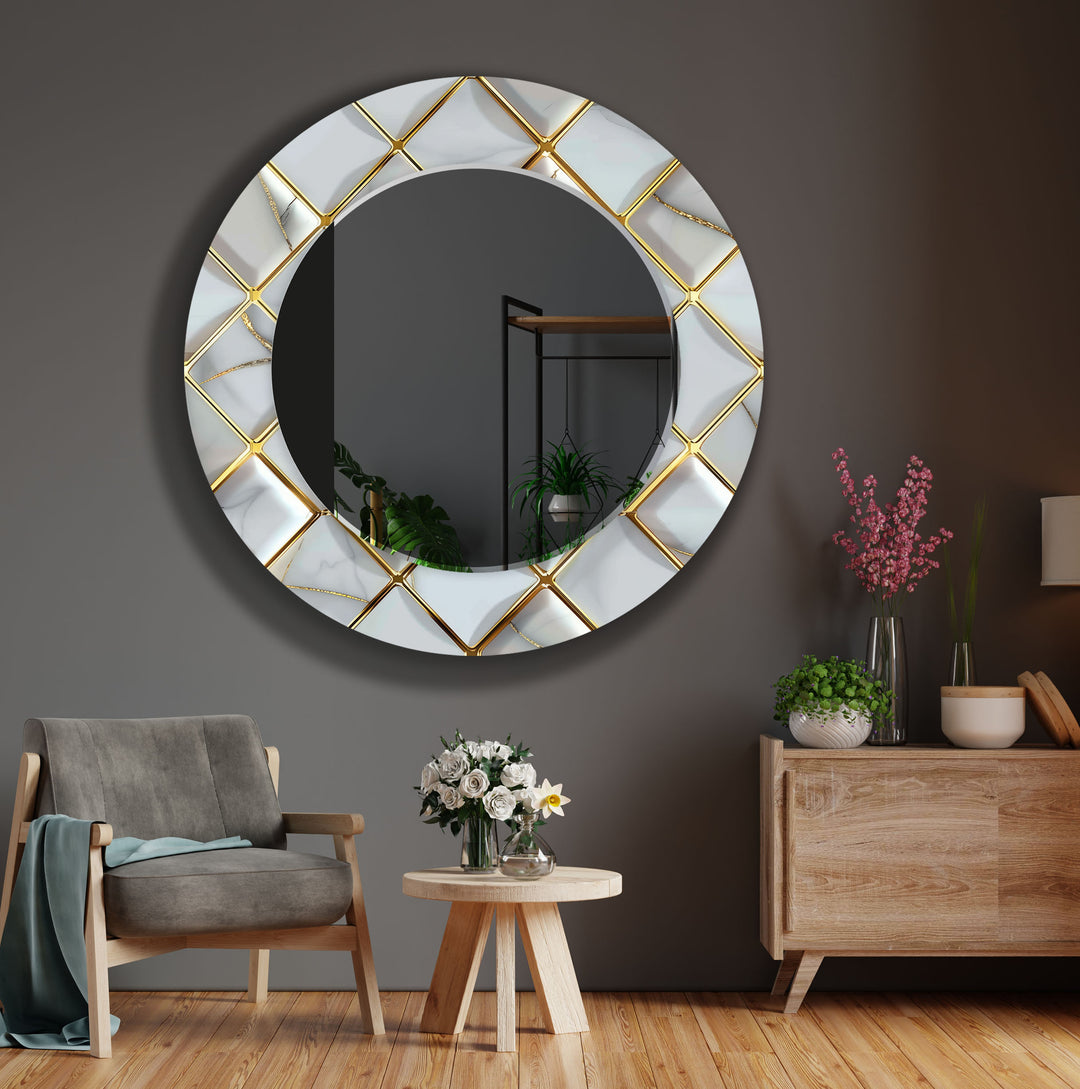 Gold Details Grey Marble Wall Mirror full length mirrors
