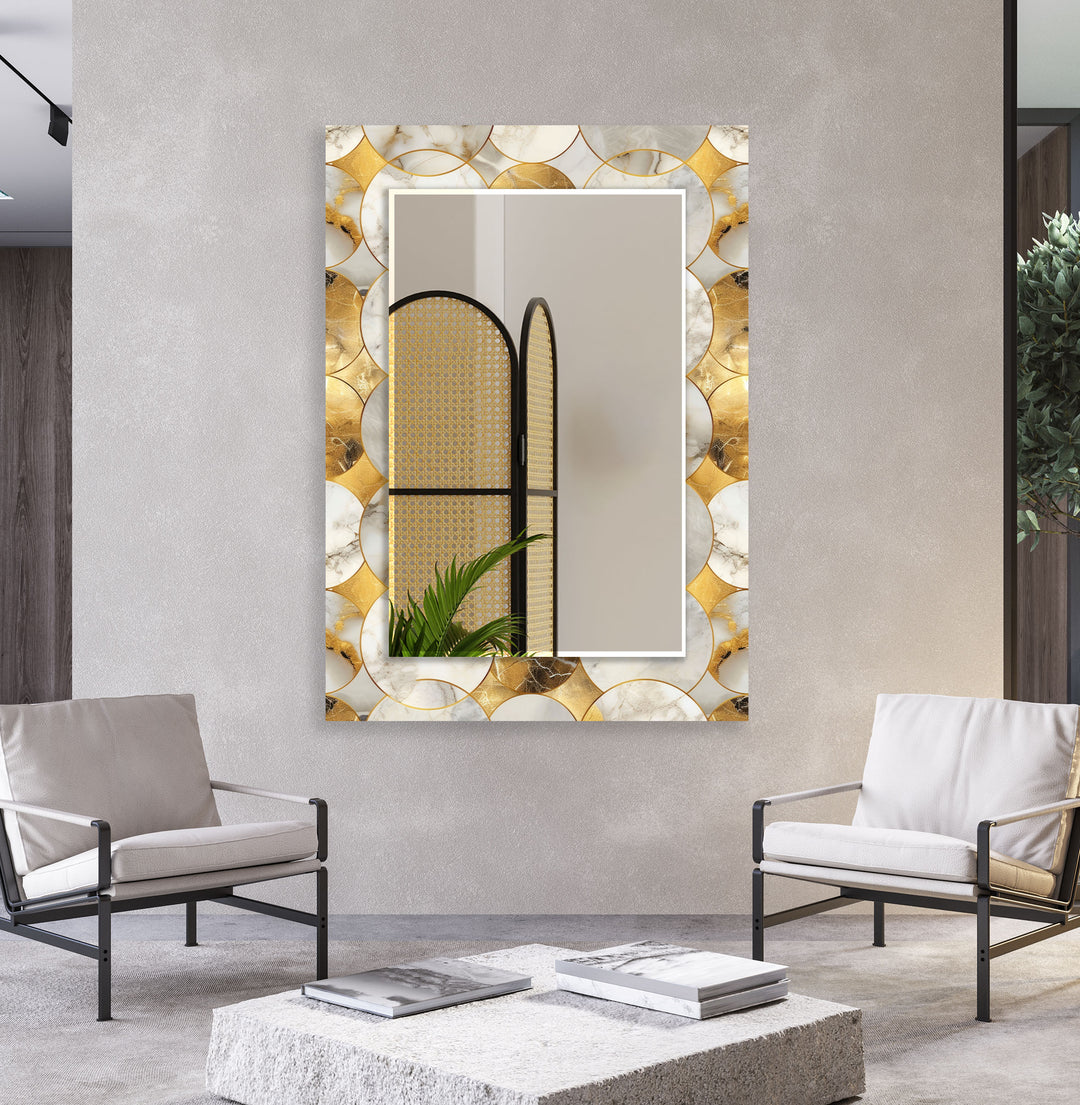 Gray and Gold Circles Wall Mirror Decorative Wall Mirror
