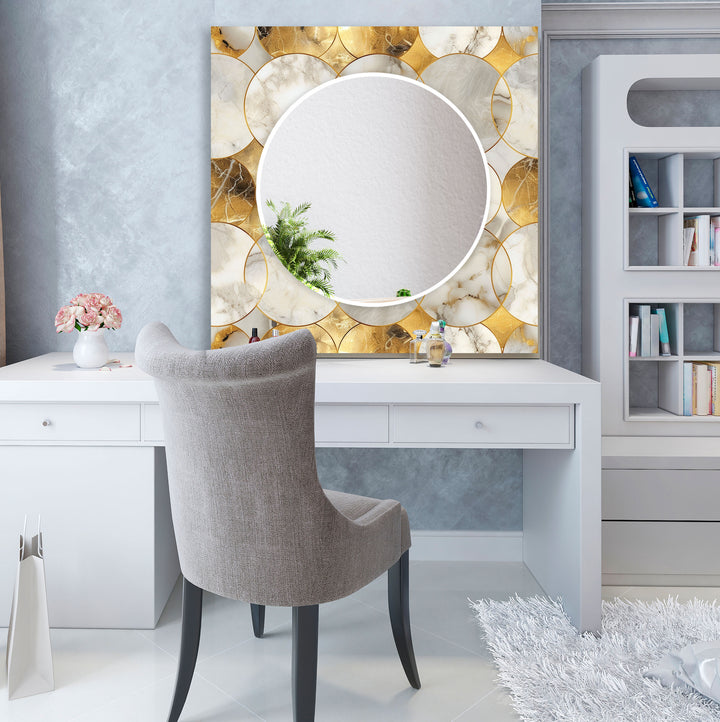 Gray and Gold Circles Wall Mirror Bedroom Mirror
