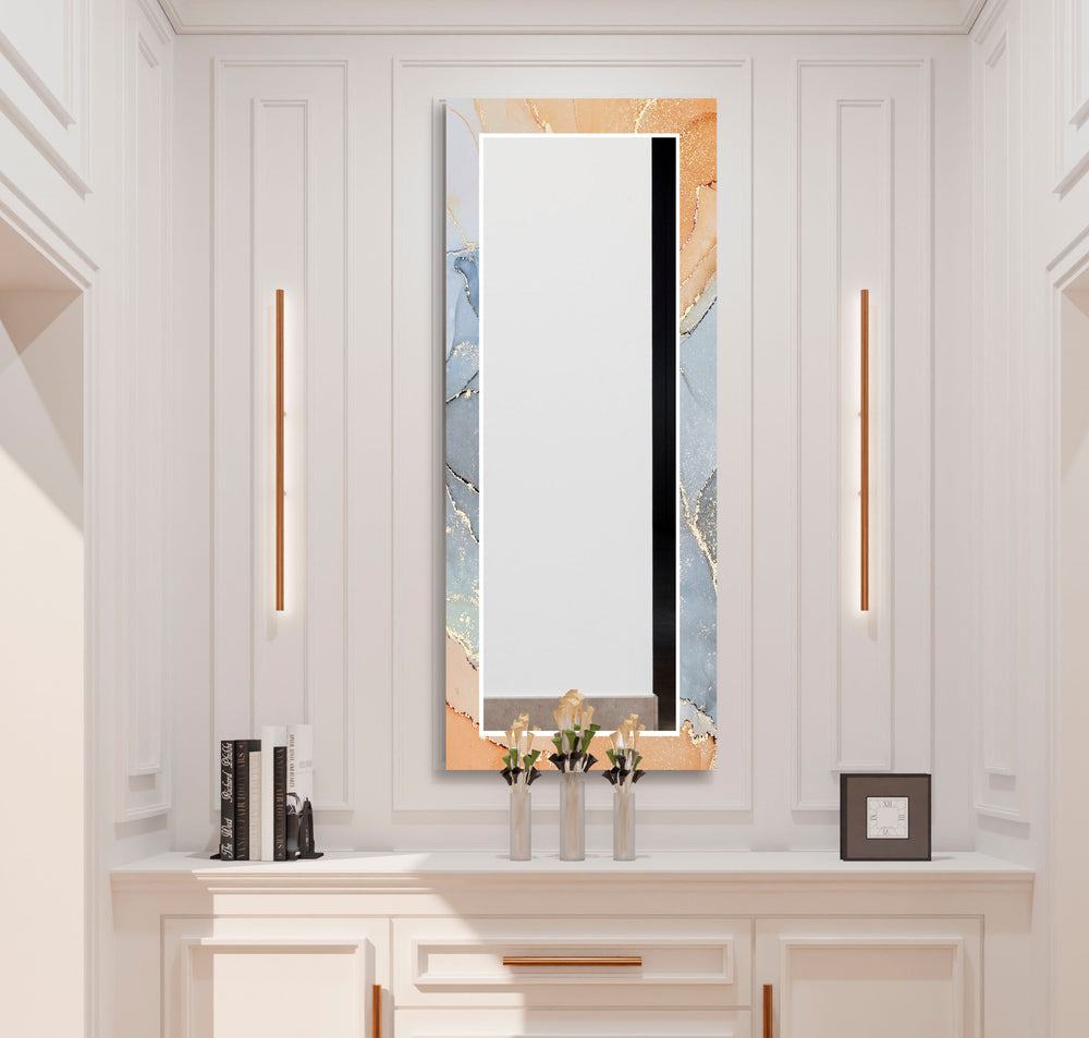 Marble Orange and Grey Wall Mirrors gold frame mirror
