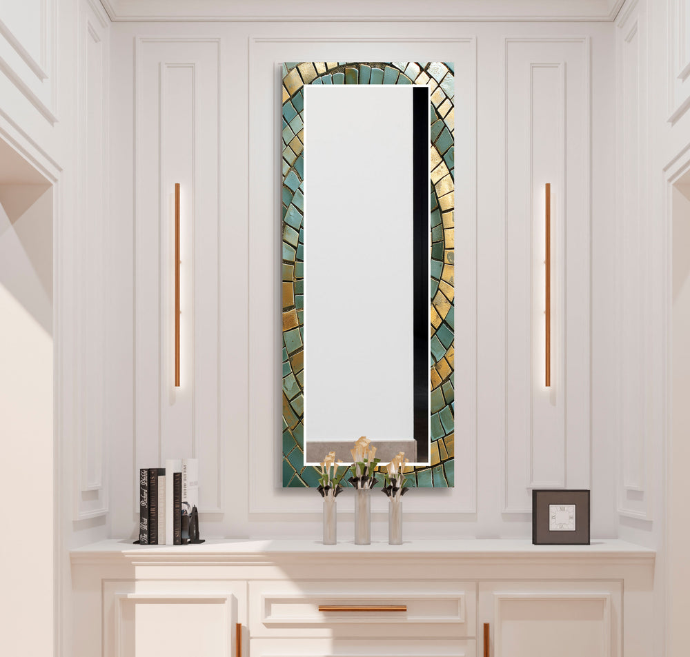 Green and Yellow Mosaic Wall Mirrors big mirror
