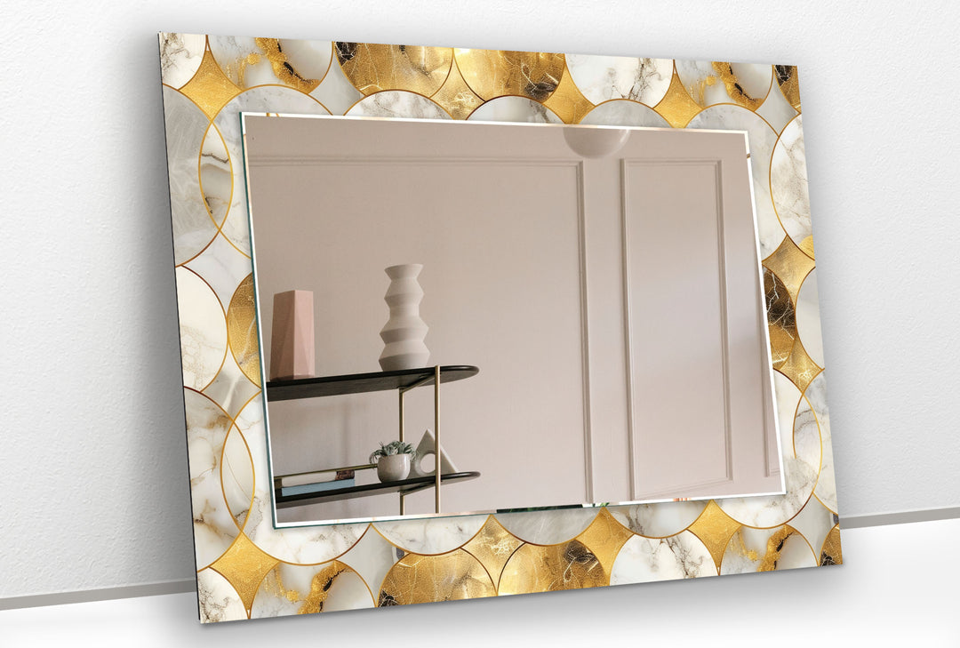 Gray and Gold Circles Wall Mirror Small Mirror
