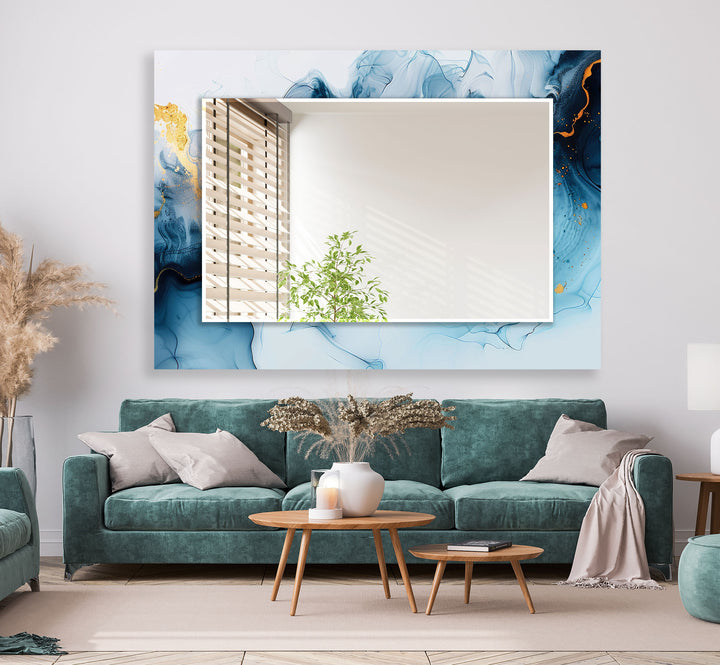 Blue Alcohol Ink Abstract Wall Mirror wall decorative mirror
