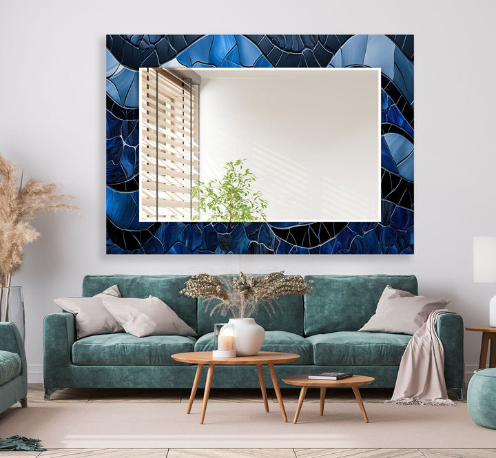 Dark Blue Mosaic Wall Mirrors mirror wall art
