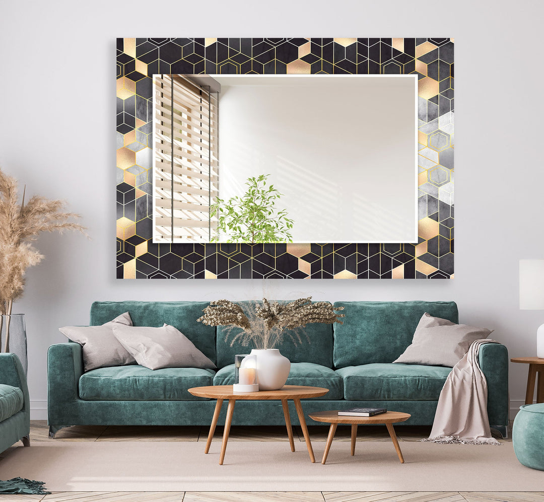 Grey Hexagon Wall Mirror wall mirror
