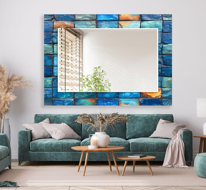 Blue Bricks Wall Mirror oversized wall mirrors
