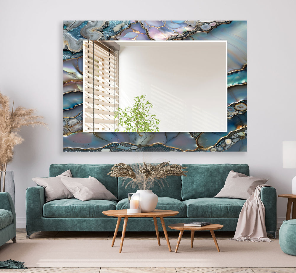 Blue And Purple Marble Wall Mirror Rectangle Mirror
