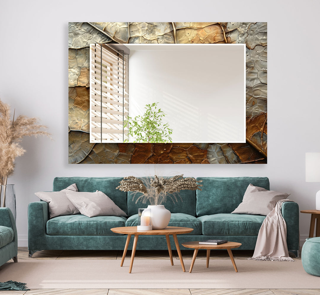 Cracked Beige Abstract Wall Mirror