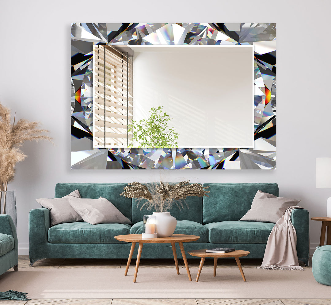 Diamond Effect Round Wall Mirror Modern Wall Mirror
