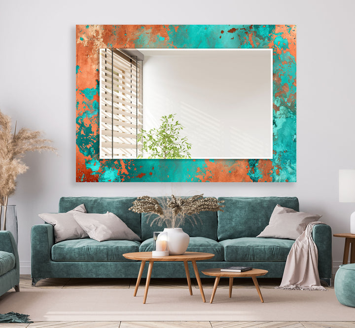 Green Abstract Copper Wall Mirror dining room mirror
