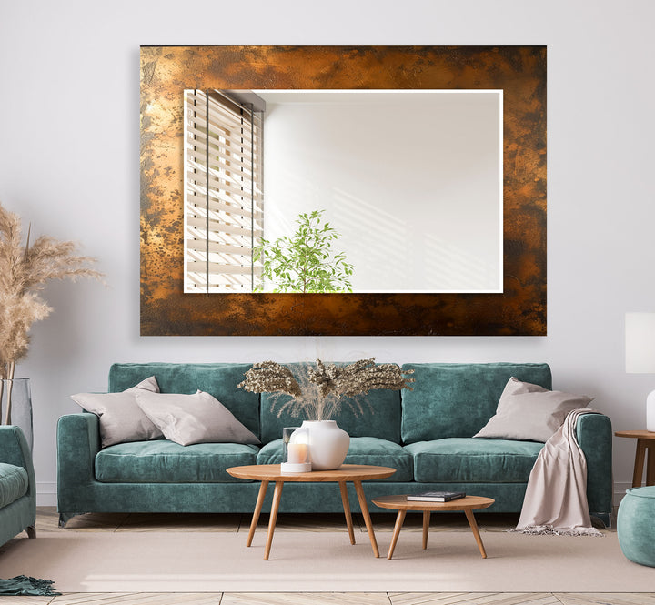 Bronze Abstract Wall Mirror gold frame mirror
