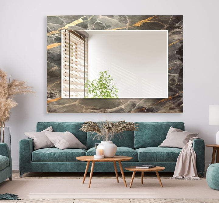 Grey Marble Wall Mirror Entryway Mirror
