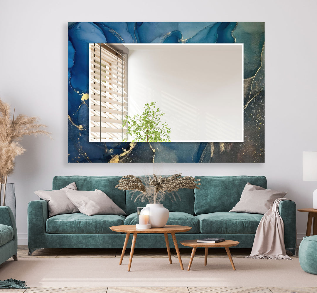 Blue Marble Wall Mirrors Dining Room Wall Mirror
