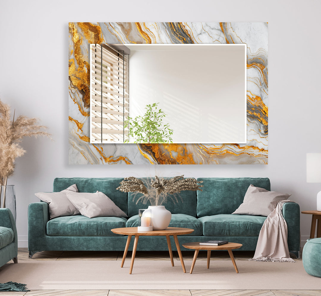 Gold & White Marble Wall Mirrors biggest wall mirror
