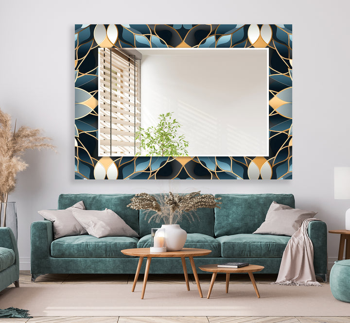 Dark Blue Leaves Wall Mirror large wall mirror
