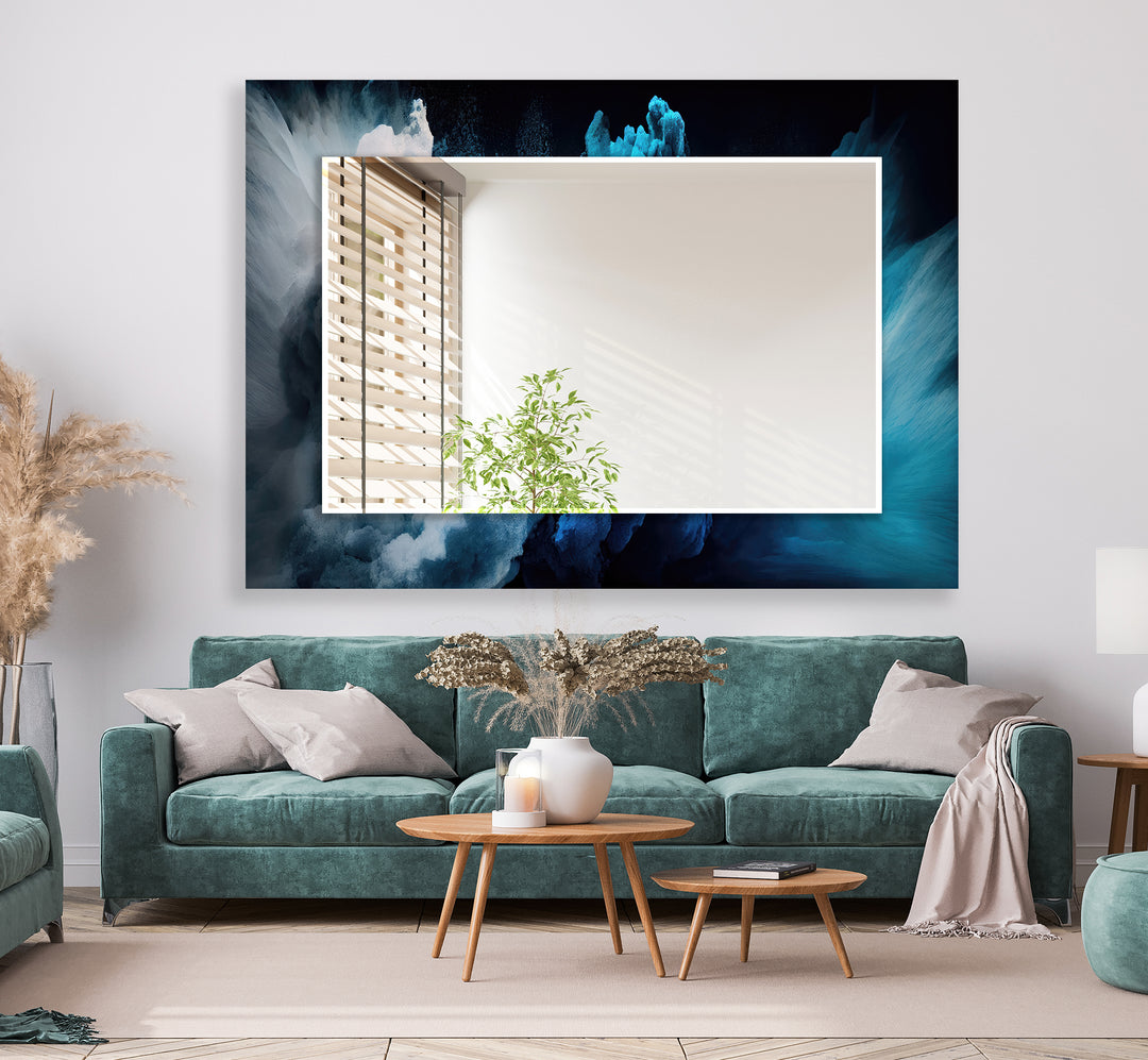 Blue White Smoke Wall Mirror Full Length Mirror Small Wall Mirror
