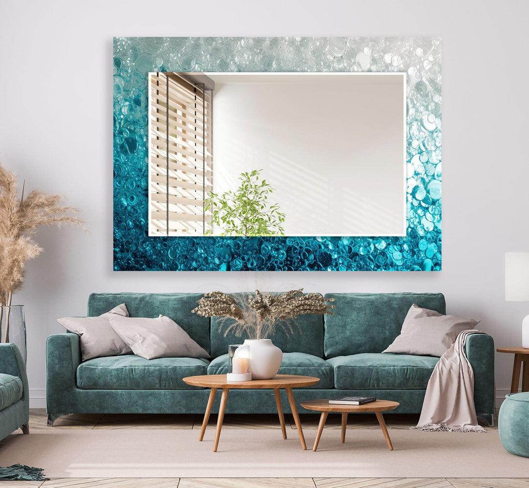 Blue Abstract Bubbles Wall Mirror full body mirror
