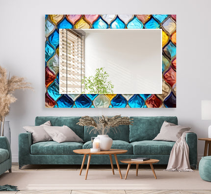 Stained Effect Tempered Glass Wall Mirror