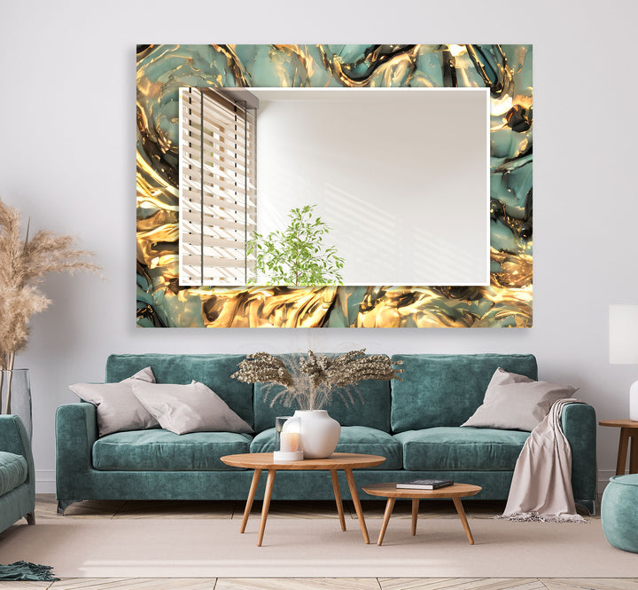 Green Abstract Wall Mirrors Decorative Wall Mirror
