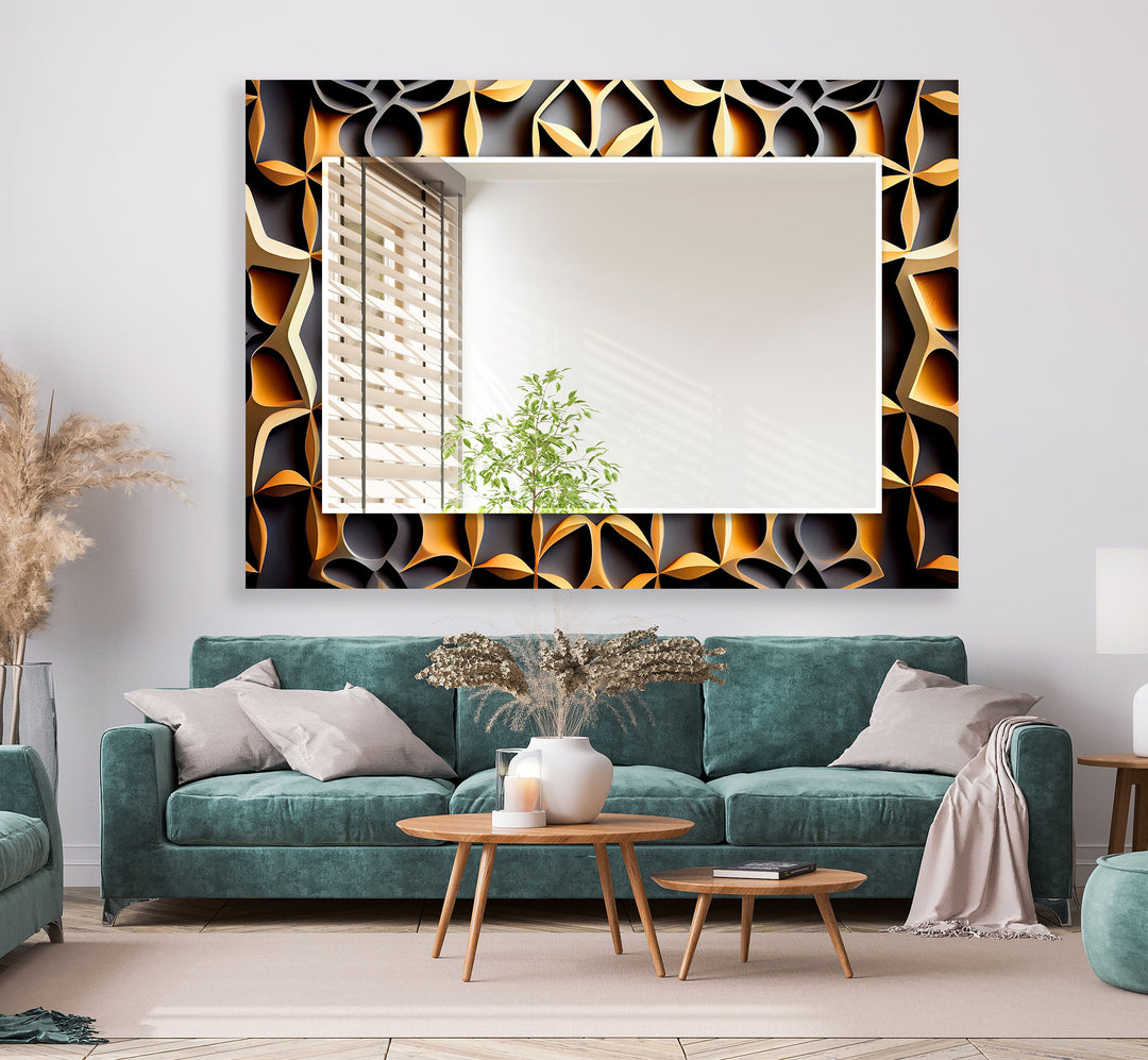 Black & Gold Abstract Wall Mirror Blue Wall Mirror
