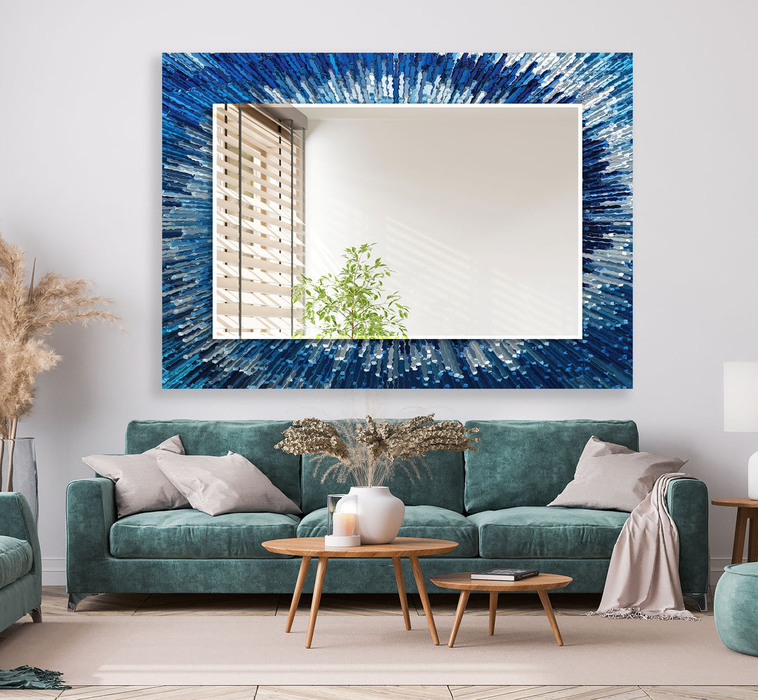 Blue White Splash Round Wall Mirror decorative mirrors   
